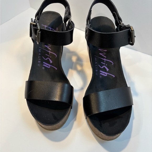 Blowfish Black Platform Sandals with Ankle Strap - Picture 1 of 7